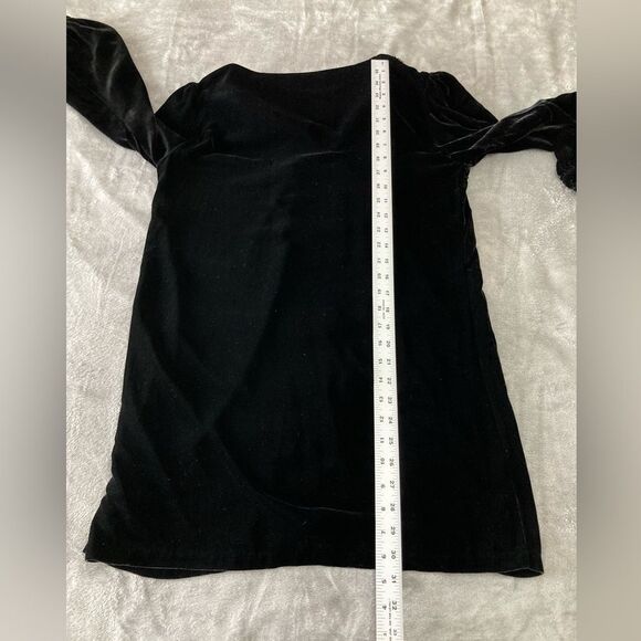 Zara Dress Womens Small Black Velvet Needle Point Bib Long Sleeve Mini Bohemian - Picture 10 of 10